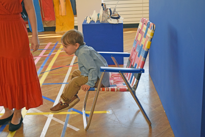 Milo, 4, discovers art isn't just for looking at. 