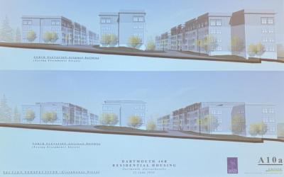 The original plans (top) and the updated plans (bottom.)