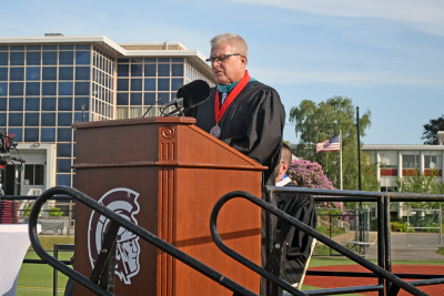 Dan Roy gives the commencement speech. 
