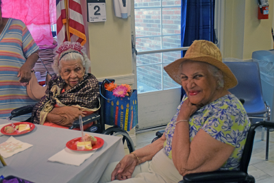 Monteiro with her sister, who is 97. 