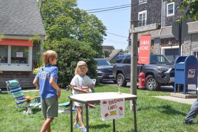 Some kids had a Pokemon card booth. 