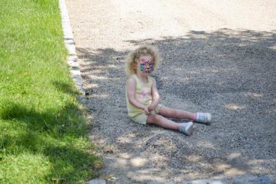 Charlotte, 2.5, plays in the sand. 