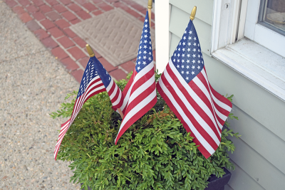 The town of Dartmouth was covered in flags. 