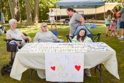 Ava, 8, vending keychains.