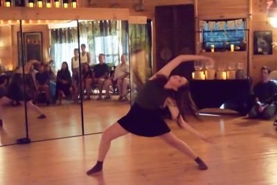 Sophia Davis from Michigan does a backbend. 