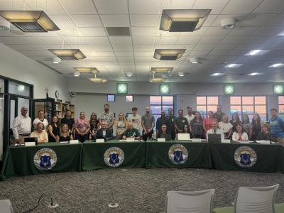 A majority of the new teachers with the School Committee. Photos by Kat Sheridan