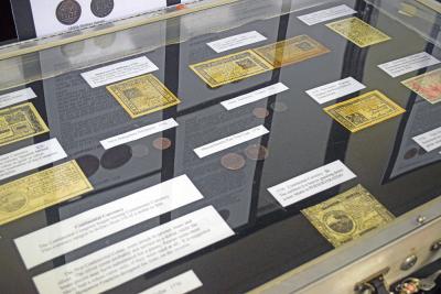 The antique coins at the Dartmouth Historical Society. 