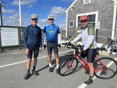 From left: David Kleinschmidt, John Kells and Arden Herrin take a break in Dartmouth. 