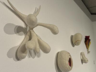 Some of the art that guests can touch to experience what felted wool feels like.