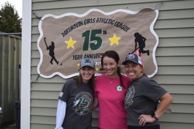 Commissioners Courtney Cohen and Nicole Mello pose with Sherri Tetrault. Photos by Kat Sheridan
