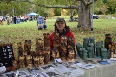 Emilie Hopkinson with her artwork. 