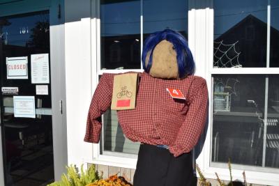 A barista scarecrow at Scuttlebutt. 