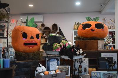 Scarecrows set up inside Strawberry Moon. 
