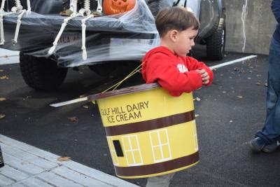 A four-year-old dressed as the bucket. 