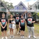Students pose with teacher Robert Perrotti during the walking tour. Source: Robert Perrotti