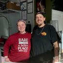 Allie Trojano and Jake Medearis pose on the soft-launch day of Lover's Bakery.