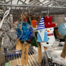 Some ornaments hanging in her studio. 