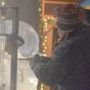 Chip Koser perfects an ice sculpture.