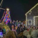 The buoy tree lights up Padanaram Village.