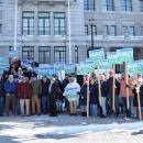Some of the crowd posing with Chris Markey and his team.