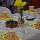 The table set up for high tea.