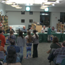 The Invention Convention team gives Silly Soap Stamps to the School Committee. Source: DHSTVmedia