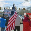 Messages of love and American pride could be seen at the protest.
