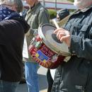 One protester brought an anti-fascist drum.