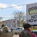 One sign questioned how free this country is.