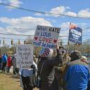 The crowd that gathered on the corner of Route 180 and Faunce Corner Road.