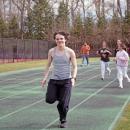 Jason Sullivan leads the charge as the team practices some running. 