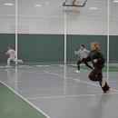 Seniors Kaelyn Zuber, Chace Levasseur, and Emma Garcia lead their teams in the relay race. 