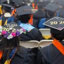 Students with their decorated caps. 