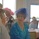 Claudia Settele runs into a friends at the lunch. 