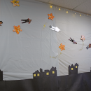 Students flying through Neverland in the Disney section. 