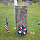 A grave decorated for Memorial Day.