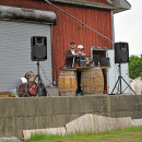 The DJ performs for the crowd. 