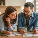 A couple reviewing their finances 
