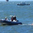 Nancy Smith on the safety boat. 