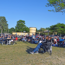 Hundreds sowed up for the concert kick off. 