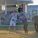 Robert Seale, Heather and Lisa Riley dance together. 