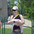 Bethany holding the baby goat. 