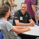 A "Ripple Award" honeree smiles at the student who awarded him. Photos by Kat Sheridan