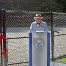 Howard Baker-Smith of the Community Preservation Committee welcomes people to the park. 