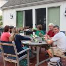 A group enjoys their meal. 