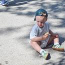 Ridley, 22 months, enjoys a cereal bar. 