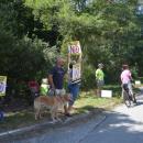 Protesters outside Running Brook Vineyard. 