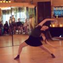 Sophia Davis from Michigan does a backbend. 