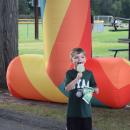 Dayton Lewis, age 6, enjoys a Shrek ice-cream bar. 