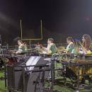 The drumline started off halftime. 